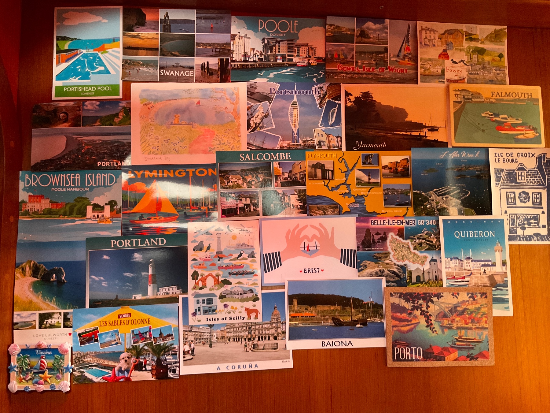 Postcard wall, one for every place we’ve been 